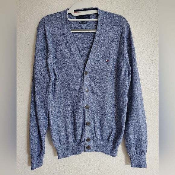 Tommy Hilfiger Other - Vintage Tommy Hilfiger Blue and Cream Knit Cardigan Sweater Men's Size Small
